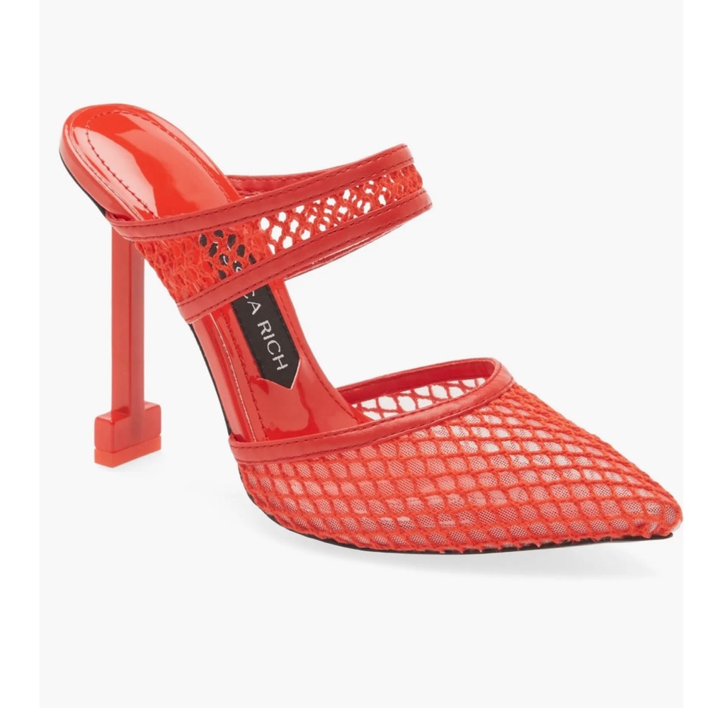Jessica Rich Pumps Womens Red Fishnet Slip On Dress Pump Heels